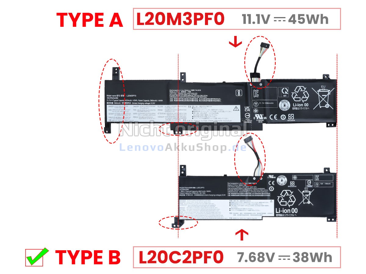 Hochwertige Akku für Lenovo V14 G2-ITL-82KA001CSP