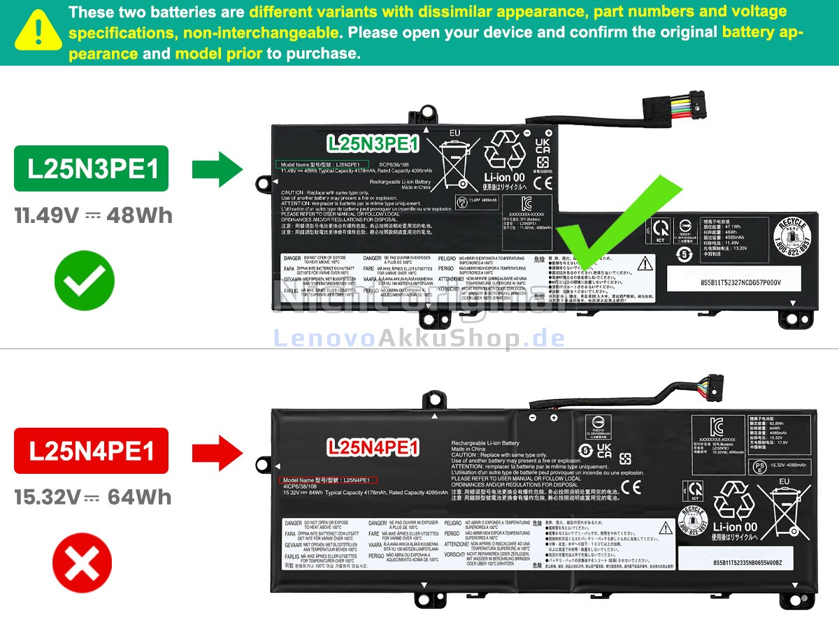 Hochwertige Akku für Lenovo L25X3PE1