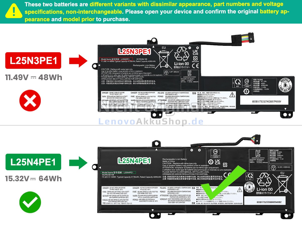 Hochwertige Akku für Lenovo L25X3PE1